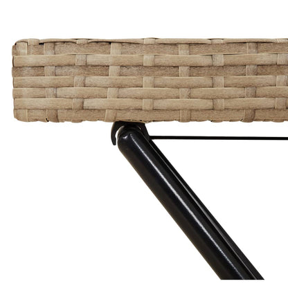 Tavolino Vassoio Pieghevole Beige 65x40x75 cm in Polyrattan