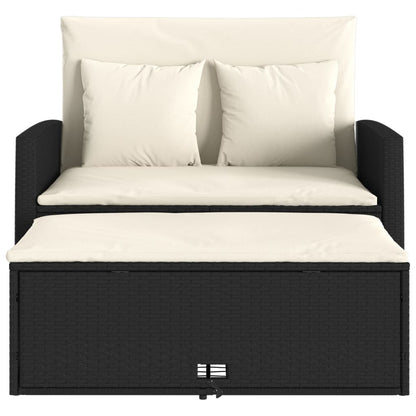 Divano da Giardino con Cuscini a 2 Posti Nero in Polyrattan | homemem39