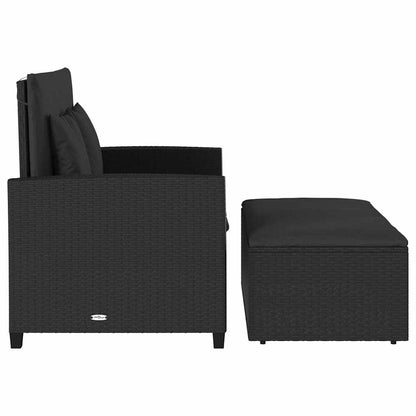 Divano da Giardino con Cuscini a 2 Posti Nero in Polyrattan