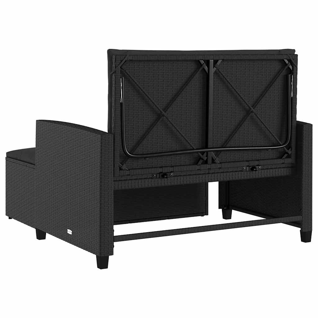 Divano da Giardino con Cuscini a 2 Posti Nero in Polyrattan | homemem39