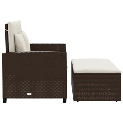 Divano da Giardino a 2 Posti con Cuscini in Polyrattan Marrone | homemem39