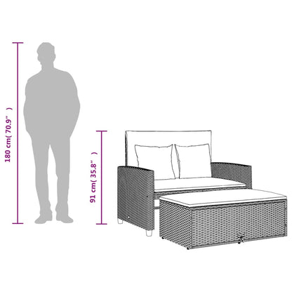 Divano da Giardino a 2 Posti con Cuscini in Polyrattan Marrone | homemem39