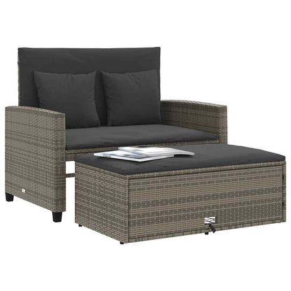 Divano da Giardino con Cuscini 2 Posti Grigio in Polyrattan