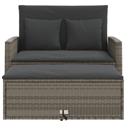 Divano da Giardino con Cuscini 2 Posti Grigio in Polyrattan | homemem39
