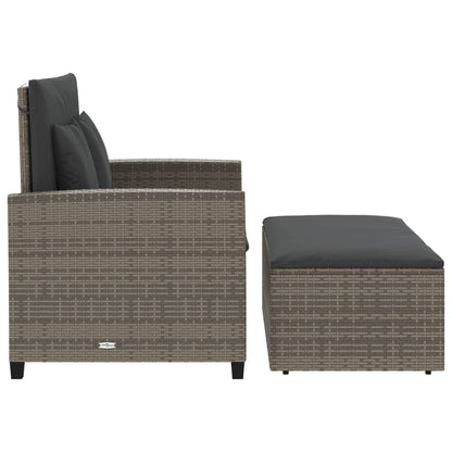 Divano da Giardino con Cuscini 2 Posti Grigio in Polyrattan | homemem39