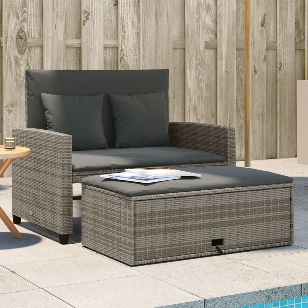 Divano da Giardino con Cuscini 2 Posti Grigio in Polyrattan | homemem39