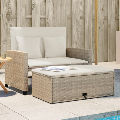 Divano da Giardino con Cuscini a 2 Posti Beige in Polyrattan | homemem39