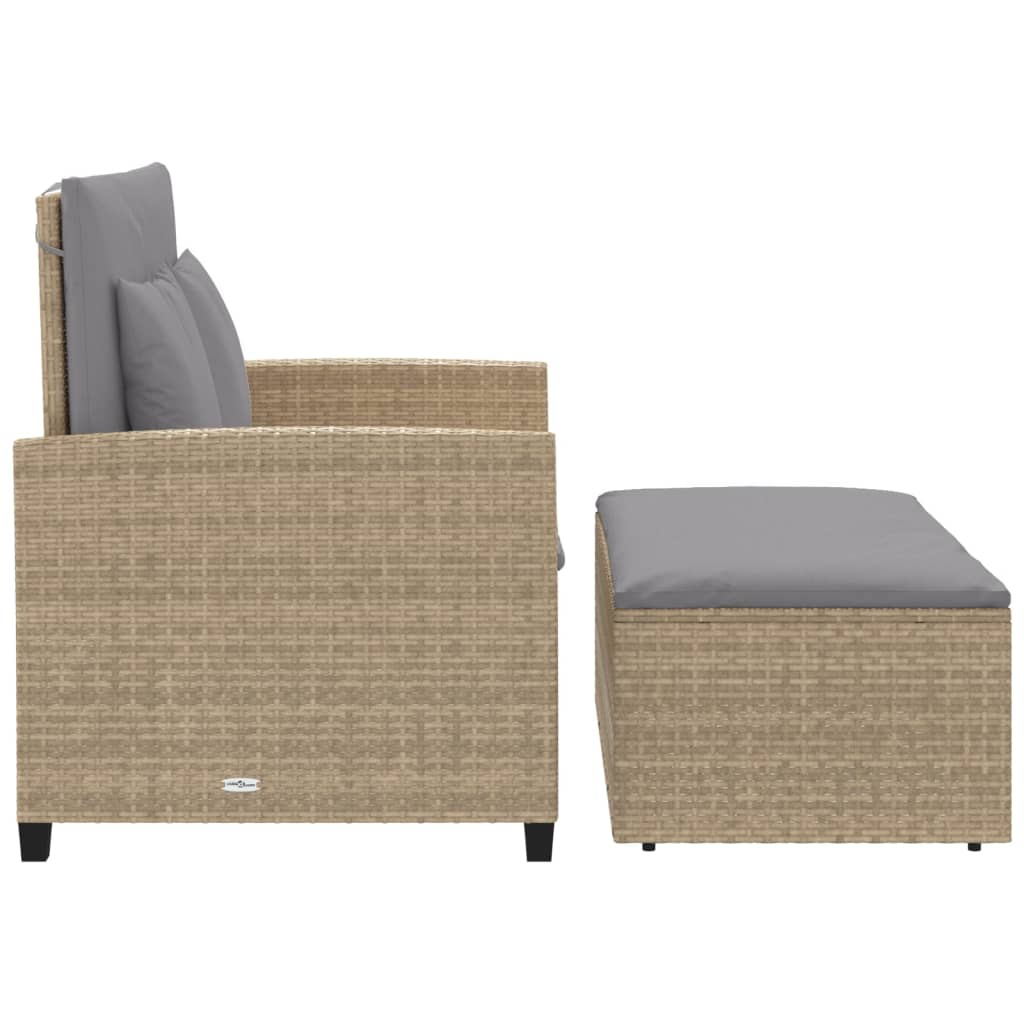 Divano da Giardino con Cuscini a 2 Posti Beige in Polyrattan | homemem39