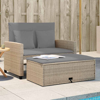 Divano da Giardino con Cuscini a 2 Posti Beige in Polyrattan