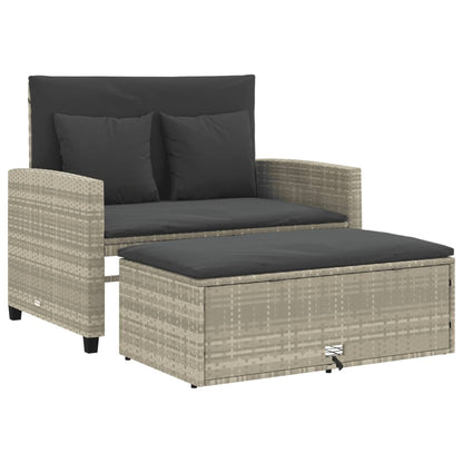 Divano da Giardino con Cuscini 2 Posti Grigio Chiaro Polyrattan | homemem39