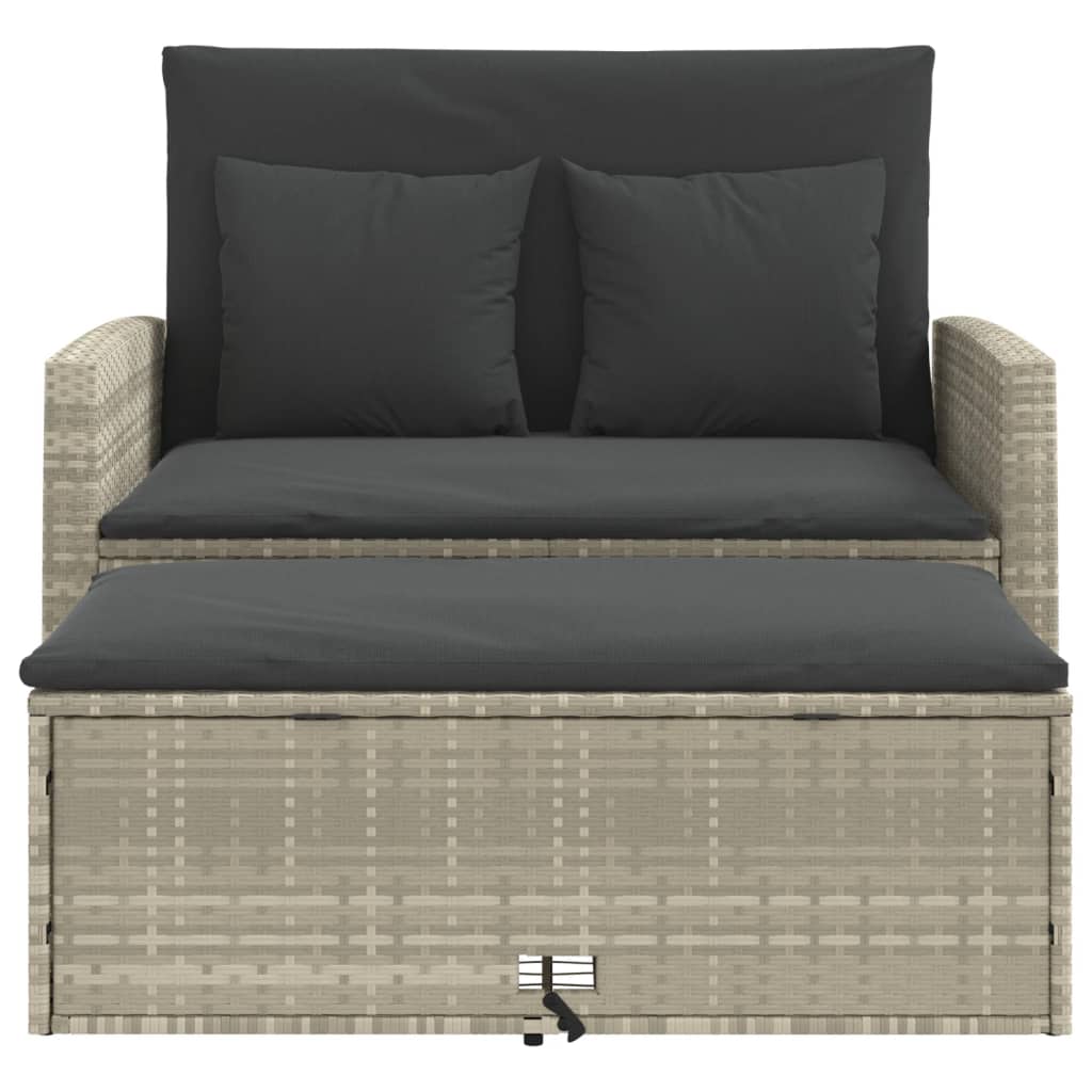 Divano da Giardino con Cuscini 2 Posti Grigio Chiaro Polyrattan | homemem39