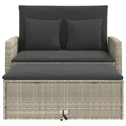 Divano da Giardino con Cuscini 2 Posti Grigio Chiaro Polyrattan | homemem39