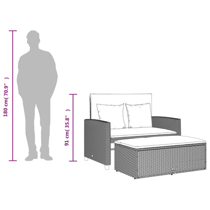 Divano da Giardino con Cuscini 2 Posti Grigio Chiaro Polyrattan | homemem39