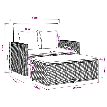 Divano da Giardino con Cuscini 2 Posti Grigio Chiaro Polyrattan