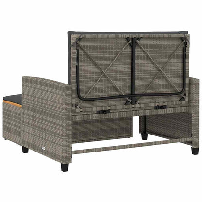 Divano Giardino con Cuscini 2 Posti Grigio in Polyrattan Acacia | homemem39