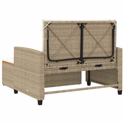 Divano Giardino con Cuscini 2 Posti Beige Polyrattan e Acacia | homemem39