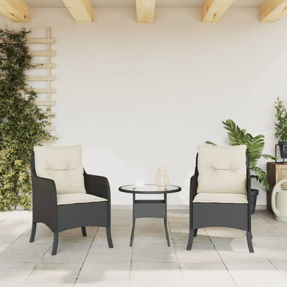 Sedie da Giardino con Cuscini 2 pz Nere in Polyrattan - homemem39