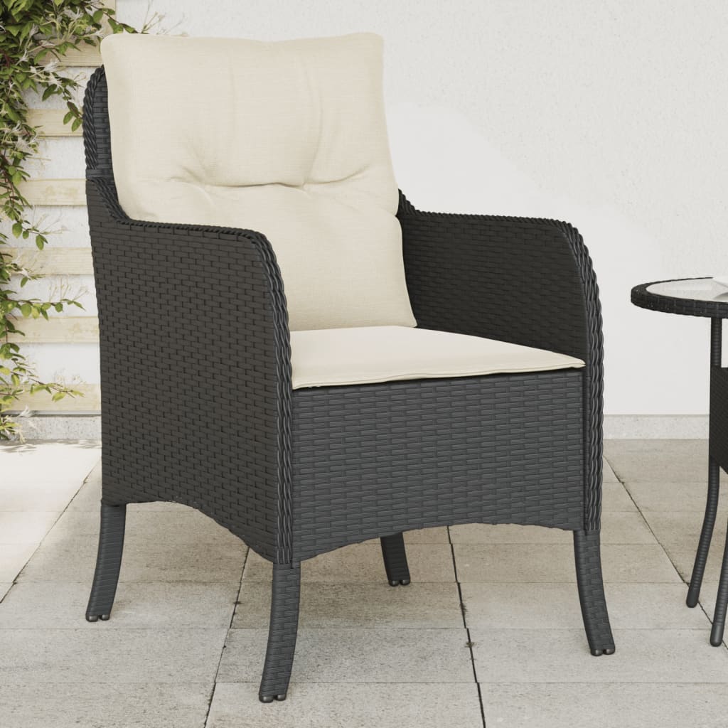 Sedie da Giardino con Cuscini 2 pz Nere in Polyrattan - homemem39