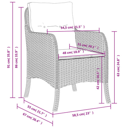 Sedie da Giardino con Cuscini 2 pz Nere in Polyrattan