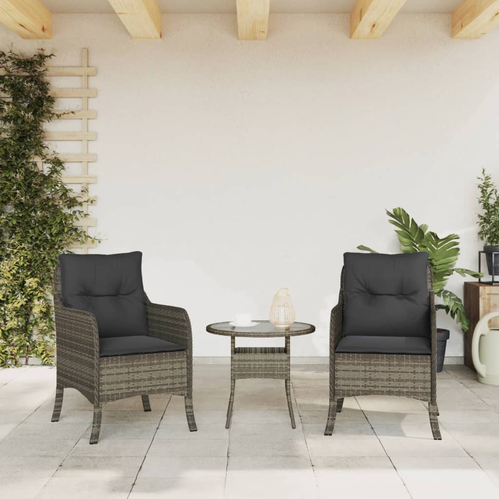 Sedie da Giardino con Cuscini 2 pz Grigie in Polyrattan - homemem39