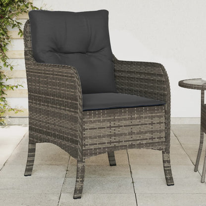 Sedie da Giardino con Cuscini 2 pz Grigie in Polyrattan - homemem39