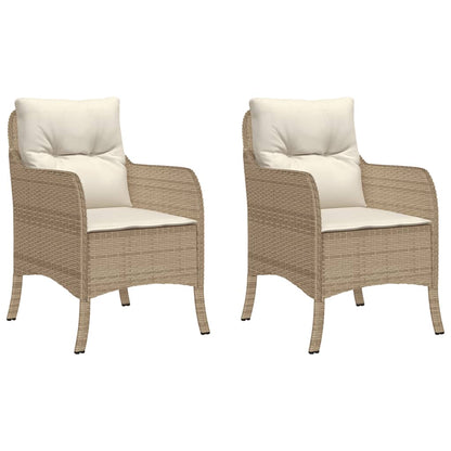 Sedie da Giardino con Cuscini 2 pz Beige in Polyrattan