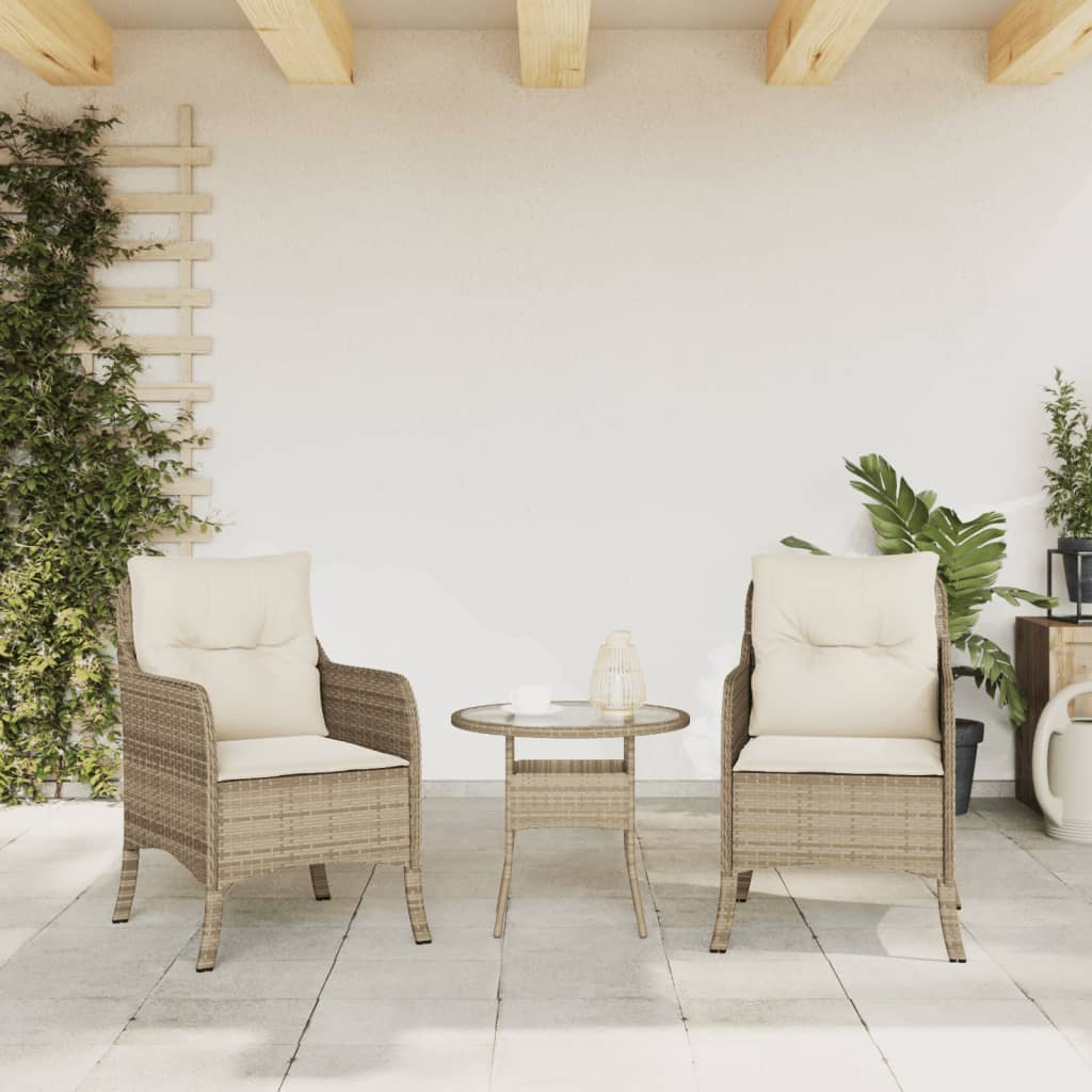 Sedie da Giardino con Cuscini 2 pz Beige in Polyrattan - homemem39