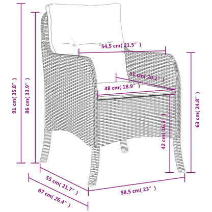 Sedie da Giardino con Cuscini 2 pz Beige in Polyrattan