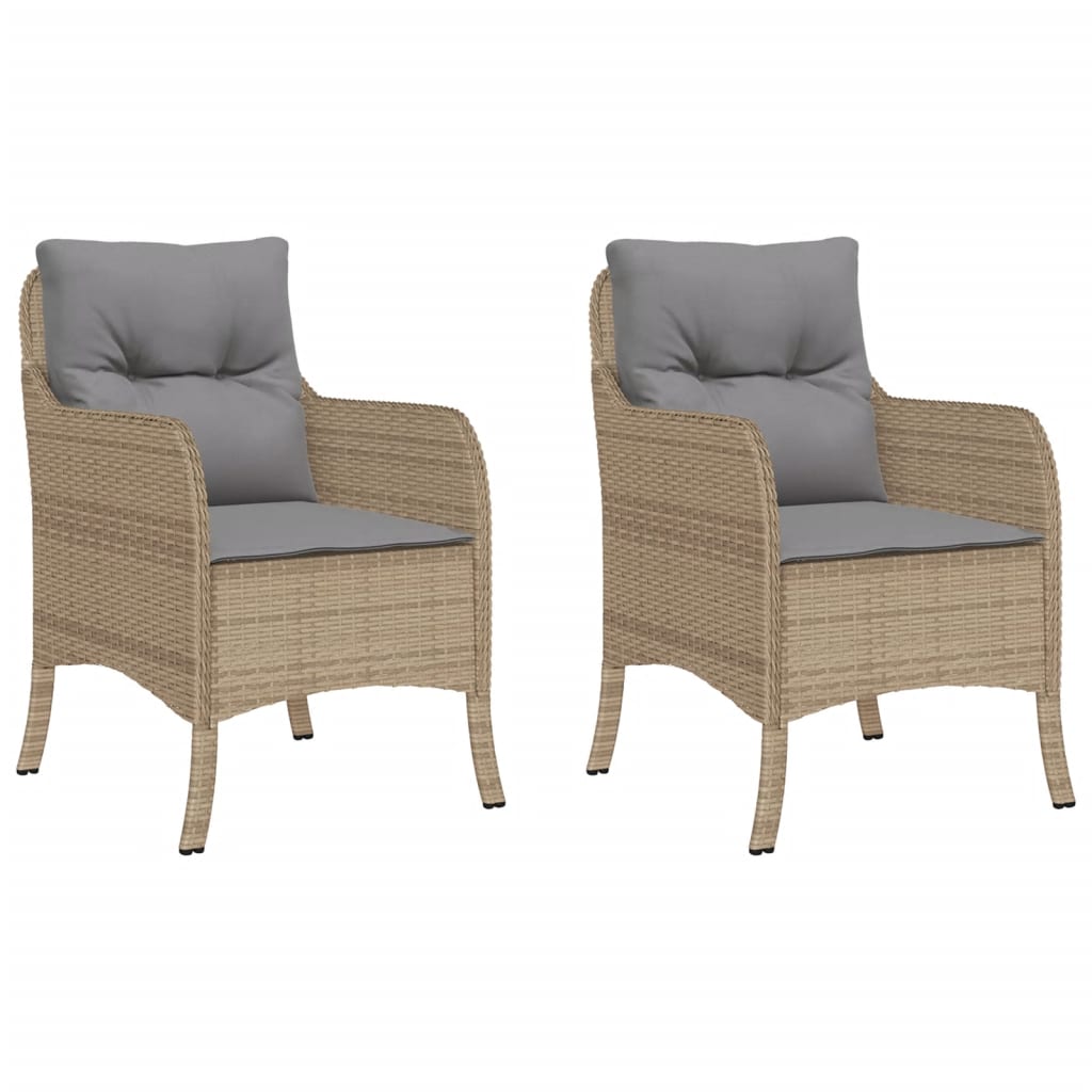 Sedie da Giardino con Cuscini 2 pz Beige Misto in Polyrattan - homemem39