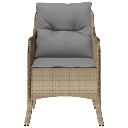 Sedie da Giardino con Cuscini 2 pz Beige Misto in Polyrattan - homemem39