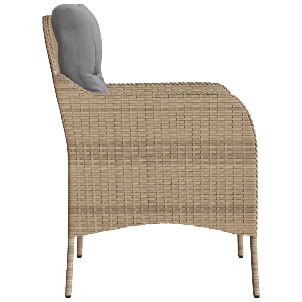 Sedie da Giardino con Cuscini 2 pz Beige Misto in Polyrattan - homemem39