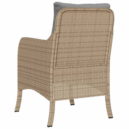 Sedie da Giardino con Cuscini 2 pz Beige Misto in Polyrattan