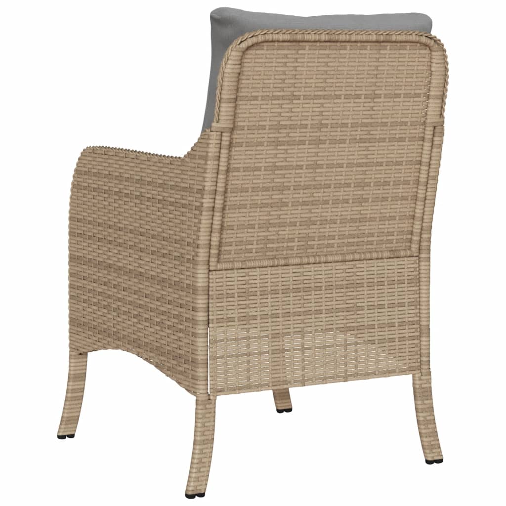 Sedie da Giardino con Cuscini 2 pz Beige Misto in Polyrattan - homemem39