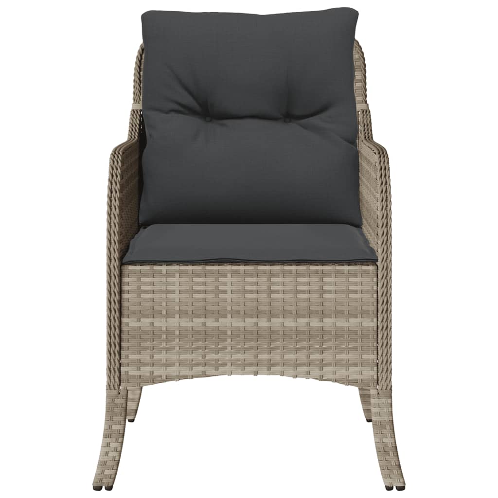 Sedie da Giardino con Cuscini 2 pz Grigio Chiaro in Polyrattan