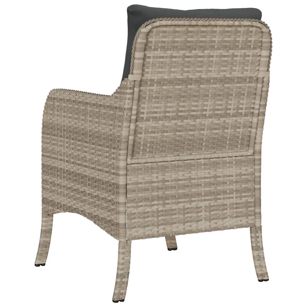 Sedie da Giardino con Cuscini 2 pz Grigio Chiaro in Polyrattan - homemem39