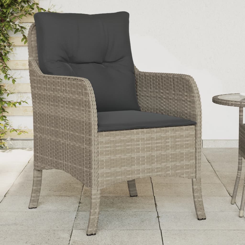 Sedie da Giardino con Cuscini 2 pz Grigio Chiaro in Polyrattan - homemem39
