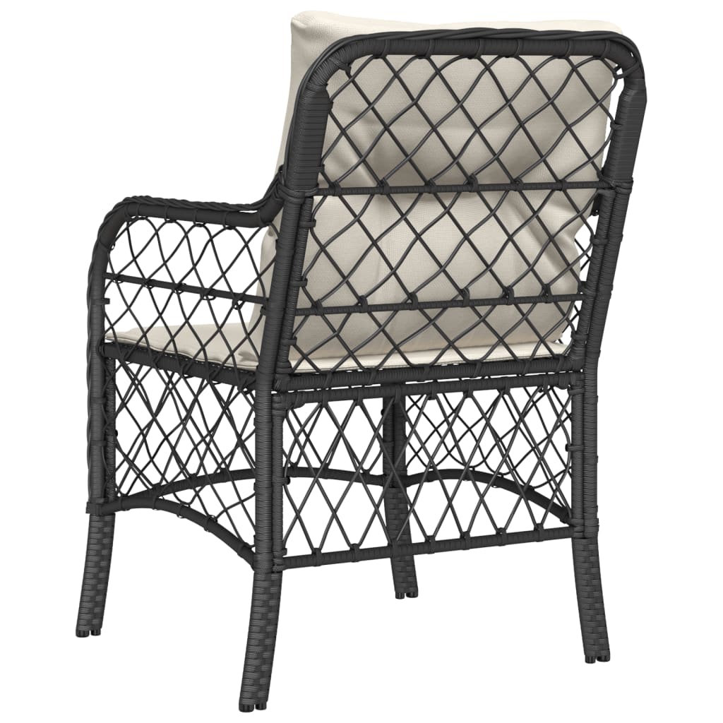 Sedie da Giardino con Cuscini 2 pz Nere in Polyrattan - homemem39