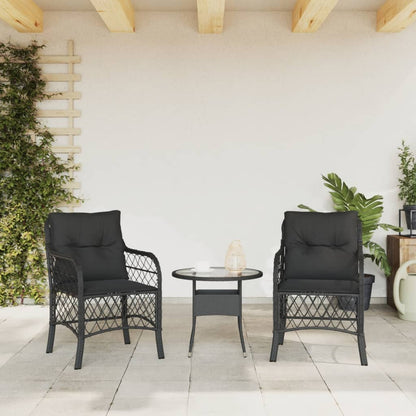 Sedie da Giardino con Cuscini 2 pz Nere in Polyrattan - homemem39
