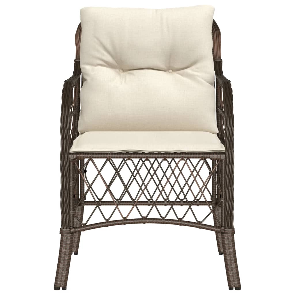 Sedie da Giardino con Cuscini 2 pz Marroni in Polyrattan - homemem39