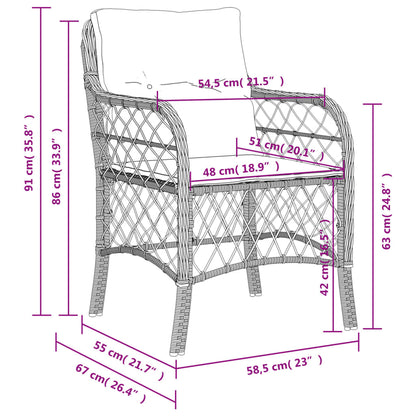 Sedie da Giardino con Cuscini 2 pz Marroni in Polyrattan - homemem39