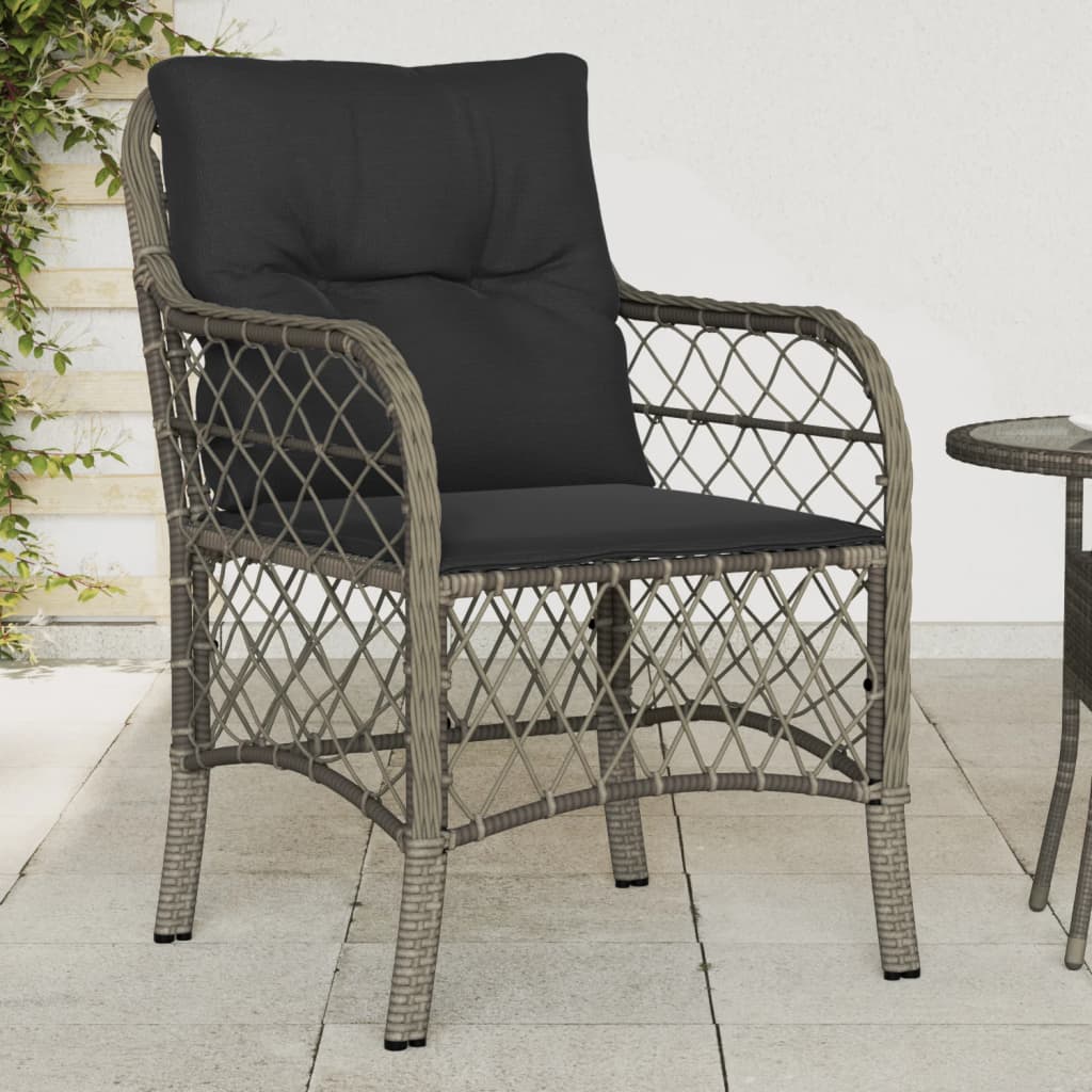 Sedie da Giardino con Cuscini 2 pz Grigie in Polyrattan - homemem39