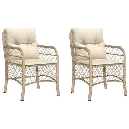 Sedie da Giardino con Cuscini 2 pz Beige in Polyrattan - homemem39