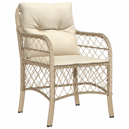 Sedie da Giardino con Cuscini 2 pz Beige in Polyrattan