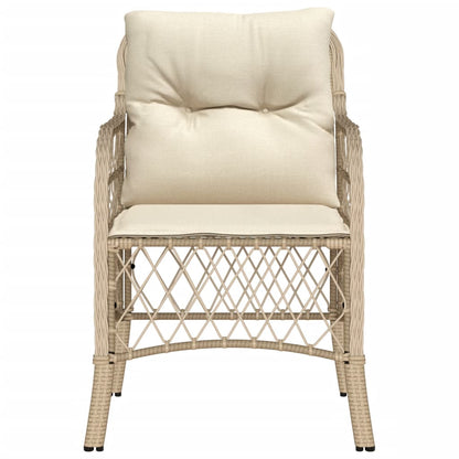 Sedie da Giardino con Cuscini 2 pz Beige in Polyrattan