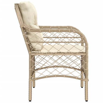 Sedie da Giardino con Cuscini 2 pz Beige in Polyrattan