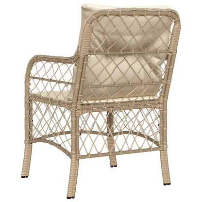 Sedie da Giardino con Cuscini 2 pz Beige in Polyrattan