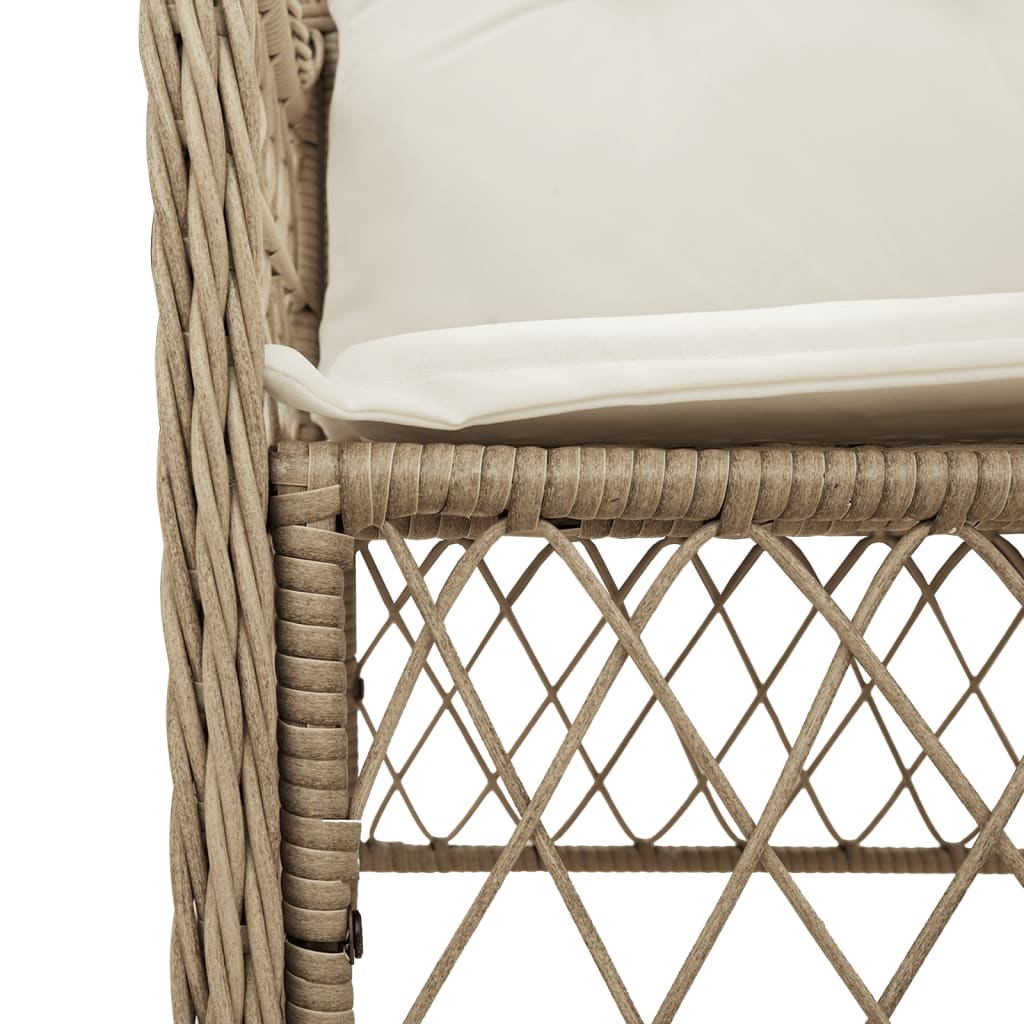 Sedie da Giardino con Cuscini 2 pz Beige in Polyrattan