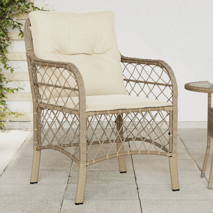 Sedie da Giardino con Cuscini 2 pz Beige in Polyrattan