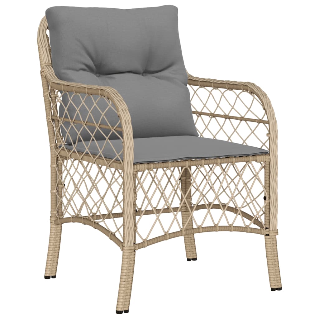 Sedie da Giardino con Cuscini 2 pz Beige Misto in Polyrattan