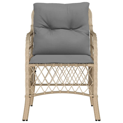 Sedie da Giardino con Cuscini 2 pz Beige Misto in Polyrattan - homemem39